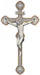 Wall Crucifix - 14 Inch - Pewter Style Corpus With Golden Highlights