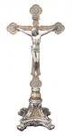 Standing Altar Crucifix - 13 Inch - With Pewter Style Corpus With Golden Highlights