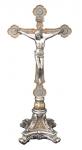 Standing Altar Crucifix - 13 Inch - With Pewter Style Corpus With Golden Highlights