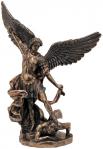 St. Michael Statue - Lightly Hand-painted Bronzed Resin - 8 Inch Tall