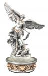 St. Michael Holy Water Font In Pewter Style - 8 Inch - Veronese Collection