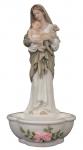 LInnocence Mary With Baby Jesus & Lamb Holy Water Font Statue - 7.5 Inch - Hand-painted Resin
