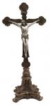 Double-sided Standing Altar Crucifix - 12.5 Inch - With Gold Trimmed Pewter Style Corpus