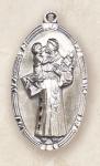 St. Francis Medal - Patron Saint of Animals - Sterling Silver - 1 3/8 Inch With 24 Inch Chain