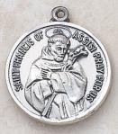 St. Francis Medal - Patron Saint of Animals - Sterling Silver - 7/8 Inch With 24 Inch Chain