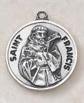 St. Francis Medal - Patron Saint of Animals - Sterling Silver - 3/4 With 20 Inch Chain