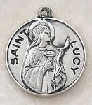 St. Lucy Medal - Sterling Silver - Patron of the Blind - 3/4 Inch With 18 Inch Chain