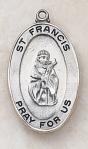 St. Francis Medal - Patron Saint of Animals - Sterling Silver - 1 Inch With 20 Inch Chain