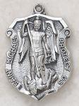 St. Michael Saints Medal Badge - Sterling Silver - 1 1/4 Inch - Patron Saint of Police