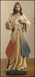 Divine Mercy Statue - 8 Inch - Resin - With Jesus I Trust In You Insignia