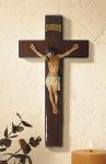 **** Discontinued **** Wall Crucifix - 10 Inch - Glossy Finish Mahogany Burlwood