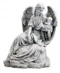 Guardian Angel with Infant Outdoor Garden Statue - 16.5 Inch - Stone Resin