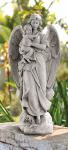 Guardian Angel with Infant Outdoor Garden Statue - 22 Inch - Stone Resin