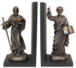 St. Paul & St. Peter Bookends Statues - 9.5 Inch Each - Cold-cast Bronze - Veronese Collection