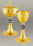 Gold and Oxidized Silver Plate Twelve Apostles Chalice and Ciborium Set