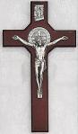 St. Benedict Crucifix - 10 Inch Cherry Stained Wall Crucifix