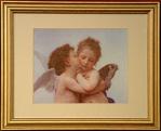 Angels from Cupid and Psyche as Children Gold Framed Print - 13 x 15.5 Inch - William Bouguereau