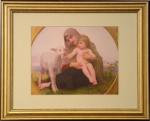 Virgin and Lamb Gold Framed Print - 13 x 15.5 Inch - William Bouguereau