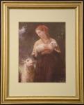 The Newborn Lamb Gold Framed Print - 13 x 15.5 Inch - William Bouguereau