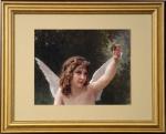 Angel detail from The Prisoner Gold Framed Print - 13 x 15.5 Inch - William Bouguereau