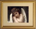 Angel detail from Wet Cupid Gold Framed Print - 13 x 15.5 Inch - William Bouguereau