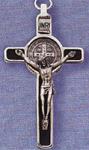St. Benedict Crucifix - Enameled Silver Plate - 3 Inch With Cord