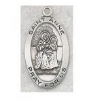 St. Anne Medal - Sterling Silver - 7/8 Inch with 18 Inch Chain