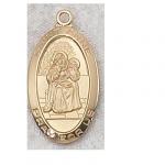 St. Anne Medal - Gold Plated - 7/8 Inch with 18 Inch Chain