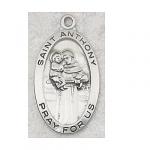 St. Anthony Medal Necklace - Sterling Silver - 7/8 Inch with 18 Inch Chain