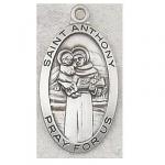 St. Anthony Medal - Sterling Silver - 1 Inch with 24 Inch Chain