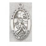 St. Barbara Medal - Sterling Silver - 7/8 Inch with 18 Inch Chain