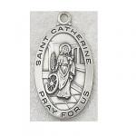 St. Catherine of Alexandria Medal - Sterling Silver Medal - 7/8 Inch with 18 Inch Chain