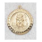 St. Christopher Medal - Gold Plated - 3/4 Inch with 18 Inch Chain