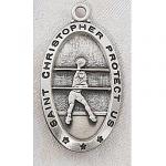 Girls Volleyball Medals - St Christopher Sterling Silver - 7/8 Inch with 18 Inch Chain