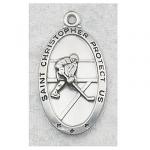 Hockey Medals - St Christopher Sterling Silver  -1 Inch with 24 Inch Chain