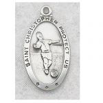 Soccer Medals - St Christopher Sterling Silver - 1 Inch with 24 Inch Chain