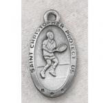 Tennis Medals - St Christopher Sterling Silver - 1 Inch with 24 Inch Chain