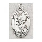 St. Dymphna Medal - Sterling Silver - 7/8 Inch with 18 Inch Chain