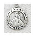 St. Faustina Medal - Sterling Silver - 3/4 Inch with 20 Inch Chain