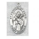 St. Francis Medal - Sterling Silver - 7/8 Inch With 18 Inch Chain