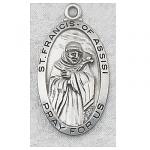 St. Francis Medal - Sterling Silver - 1 Inch with 24 Inch Chain