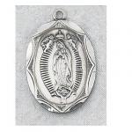 Our Lady of Guadalupe Medal - Sterling Silver - 1 Inch With 24 Inch Chain