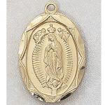 Our Lady of Guadalupe Medal - Gold Plated - 1 Inch With 24 Inch Chain