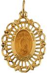 Our Lady of Guadalupe 14 KT Gold Medal - 7/8 Inch Without Chain