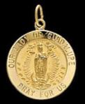 Our Lady of Guadalupe Medal 14 KT Gold - 3/4 Inch Without Chain