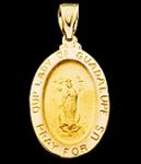 Our Lady of Guadalupe Medal 14 KT Gold - 7/8 Inch Without Chain