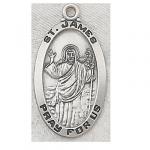 St. James Medal - Sterling Silver - 1 Inch With 24 Inch Chain