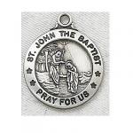 St. John The Baptist Medal - Sterling Silver - 3/4 Inch with 20 Inch Chain