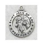 St. Joan of Arc Medal - Sterling Silver - 3/4 Inch with 20 Inch Chain