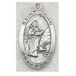 St. John Medal - Sterling Silver - 1 Inch With 24 Inch Chain